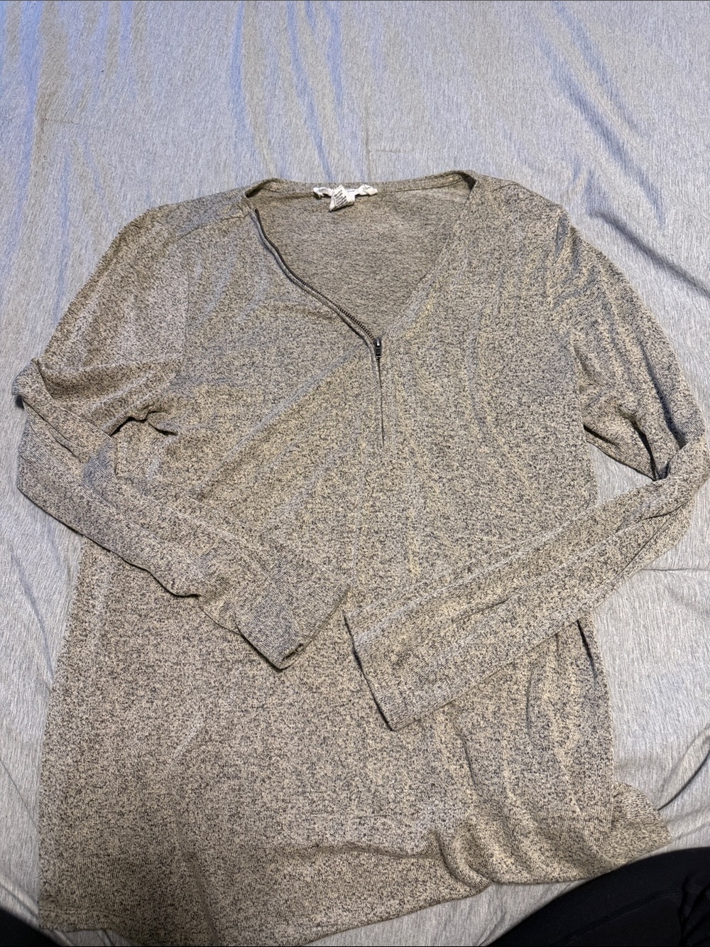 Workshop Republic Clothing Long Sleeve Half-Zip Top - Heather Gray